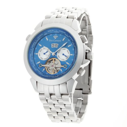 Yves Camani Herren-Armbanduhr XL Worldtimer Blau Analog Automatik Edelstahl YC1029-J Preisvergleich