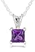 Sterling Silver 6mm Square-Cut Amethyst Pendant title=