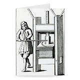 Pressing books (engraving) by English School - Greeting Card (Pack of 2) - 7x5 inch - Art247 - Standard Size - Pack Of 2