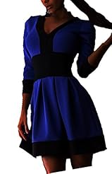 A-line V-neck Pleated Winter Polyester/Spandex Mini Dress 