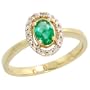 14k Gold Ladies' Oval Ring, w/ 0.05 Carat Brilliant Cut Diamonds & 0.44 Carat (6x4mm) Oval Cut Emerald Stone, 3/8 in. (10mm) wide, size 5