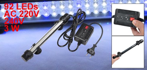 Como Aquarium Lighting Blue White Light 92 LEDs 3W Submarine Lamp w Adapter