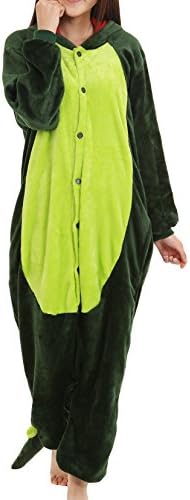 Qeely Animal Adult Onesie Kigurumi Fancy Dress Costume Hoodies Pajamas Sleep wear Green XL