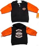 Harley Davidson Zip Front Hoodie (Orange or Black), Available in Multiple Sizes
