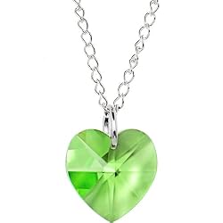 Austrian Crystal Heart August Birthstone Necklace MADE WITH SWAROVSKI ELEMENTS