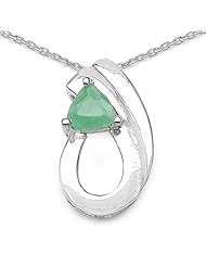 0.45 Carat Genuine Emerald 925 Sterling Silver Pendant