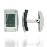 Michael Valitutti Stainless Steel & GREEN Marble Cufflinks