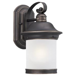 Sea Gull Lighting 89181PBLE-71 Single-Light Hermitage Fluorescent Wall Lantern with Frosted Glass... by 