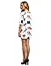 ROMWE Women's Summer Birds Print Short Sleeve Loose Shift Dress White L