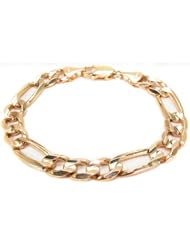 14k Italy Yellow Gold Thick 8.5mm Figaro 3 + 1 Link Chain Bracelet 8.5" Inches