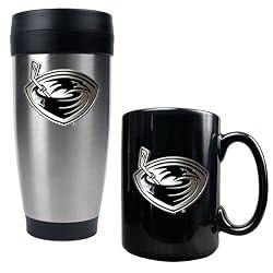 Atlanta Thrashers NHL Stainless Steel Travel Tumbler & Black Ceramic Mug Set - Primary Logo by Great American Products
