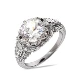 Eve's Addiction Brilliant Cut CZ Sterling Silver Engagement Ring