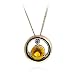 14k Yellow Gold Round Citrine and Diamond Circle Pendant, 17"