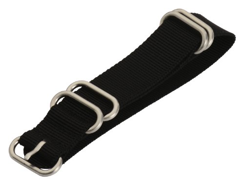 Premium 5 Ring 20mm Solid Black Urban / Nato Military Nylon Watch Band / Strap Fits All Watches!!!