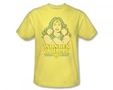 Wonder Woman Wonder At Large Adult S/S T-shirt in Banana by DC Comics