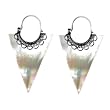 Sterling Silver Mother of Pearl Earrings - Size: 45mm