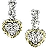 Silver and 10k Gold 1/8ct TDW Diamond Heart Earrings