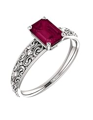 Platinum 7.00x5.00mm Emerald Cut Rhodolite Garnet Ring -- LIFETIME WARRANTY