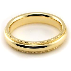 10K Yellow Gold Men's & Women's Wedding Bands 4mm Milgrain Comfort fit