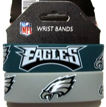 NFL Philadelphia Eagles Football Silicone Rubber Wrist Bands Bracelets Set of 2