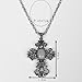 CHILDCITY Vintage Silver Plated Cross Carve Blue Crystal Oval Turquoise Pendant Necklace for Women Gift