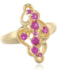18k Yellow Gold Plated Sterling Silver Created Ruby Elongated Knot Ring, Size 7