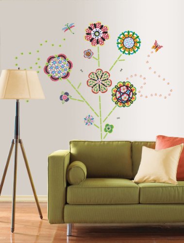Brewster Wall Pops WPK99817 Peel & Stick Flower Power Wall Art Kit, 2-Sheets