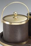 Review Kraftware  / Kraftware 64168 Crocodile Cognac with Brushed Brass 3 Quart Ice Bucket with Bale Handle, Bands and Metal Cover