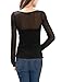 Allegra K Women Long Sleeves Scoop Neck Mesh Panel Top Black L