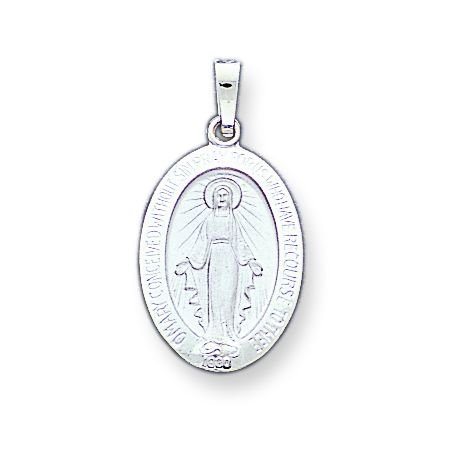 14k White Gold Miraculous Medal