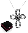 Antiquity Sparkling Curved Cross Necklace in Gift Box