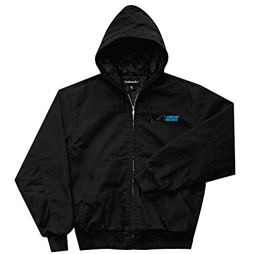 NFL Carolina Panthers Cumberland Canvas Quilt Lined Hooded Jacket, Black