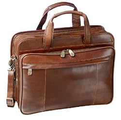 Mancini Brown Italian Leather Briefcase Laptop
