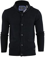 Mens Cardigan Jumper Brave Soul Siberian Waffle Knitted Cotton Shawl Neck Sweat