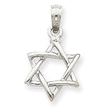 14k White Gold 3-D Star of David Pendant