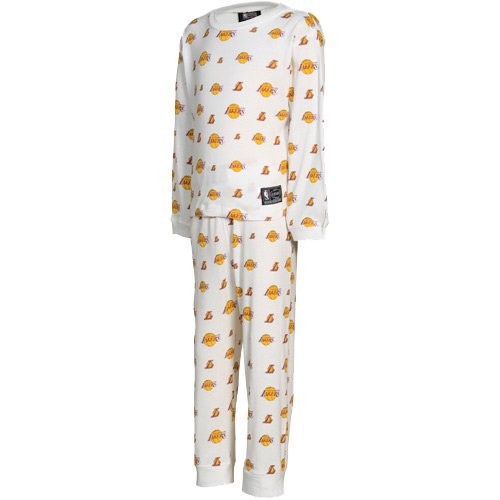 Los Angeles Lakers All Over Team Logo Youth Pajama Set - White (5)