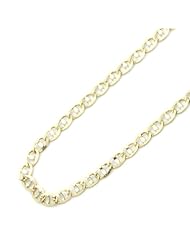 14K Gold 2mm Italian Flat Mariner Link Chain Necklaces ( Available Length 16", 18", 20", 22", 24")
