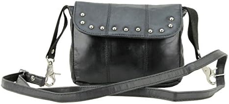 Leather Cross Over Body bag with studded leather flap closure