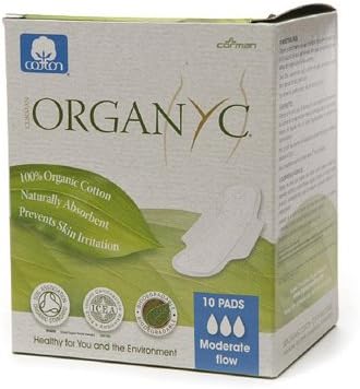 New - Organyc Cotton Feminine Day Pads - Folded with Wings - 10 Pack