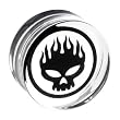 24mm Acrylic Photo Inlay Flaming Skull Plug