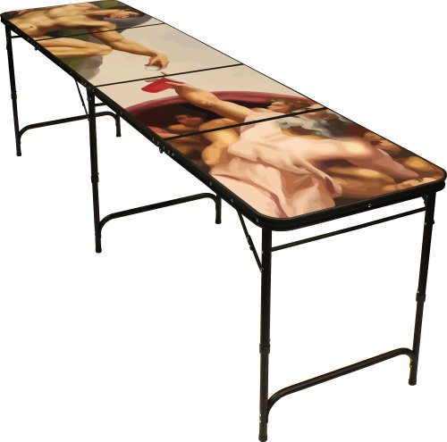 Beer Pong Table - 8ft Sistine Pong Table w/ 6 Pong Balls - Black Aluminum