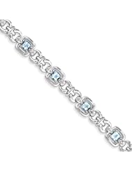 Sterling Silver Diamond & Light Swiss Blue Topaz Bracelet