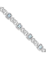 Sterling Silver Diamond & Light Swiss Blue Topaz Bracelet