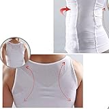F.Dorla MENS SLIMMING BODY SLIM CHEST TUMMY SHAPER VEST UNDER SHIRT WAIST BACK SUPPORT (White, L)