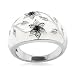 Sterling Silver Black and White Diamond White Enamel Floral Ring (1/10 cttw, I-J Color, I3 Clarity), Size 7 Sterling Silver Black and White Diamond White Enamel Floral Ring (1/10 cttw, I-J Color, I3 Clarity), Size 7
