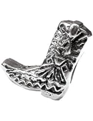 Zable (tm) Sterling Silver Cowboy Boot Pandora Compatible Bead / Charm