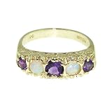 Image of 9ct Yellow Gold Ladies Amethyst and Opal Eternity Ring - Free Delivery - Finger Sizes L to Z Available