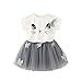 Weixinbuy Kids Girls 2 Piece Cute Cat TuTu Dress (Large/(3-4 Years), Grey)