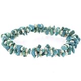 Genuine Freshwater Cultured Pearl Blue Turquoise Chip Stretch Bracelet