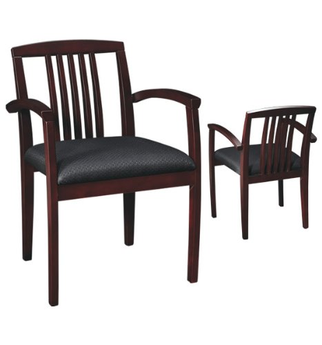 Wood Visitors Chair with Ladder Back and Upholstered Seat Mahogany/Qty 2